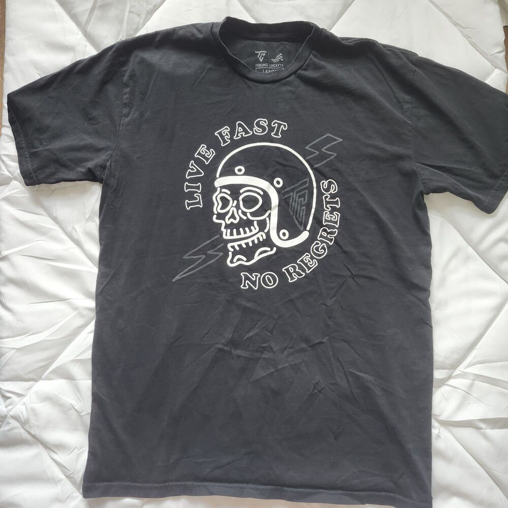 Tuner Cult Men's Black Live Fast No Regrets Graphic T-Shirt Size L